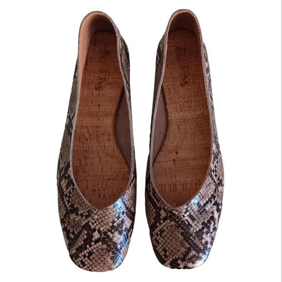 Korks NEW Padilla Flats Leather Natural size.9.5 Snakeprint - Picture 3 of 6
